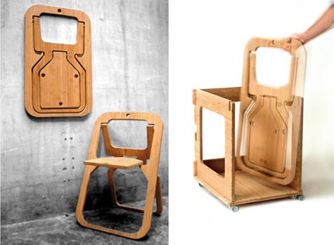 Sammenleggbare bambusstol designet av Christian Desile.