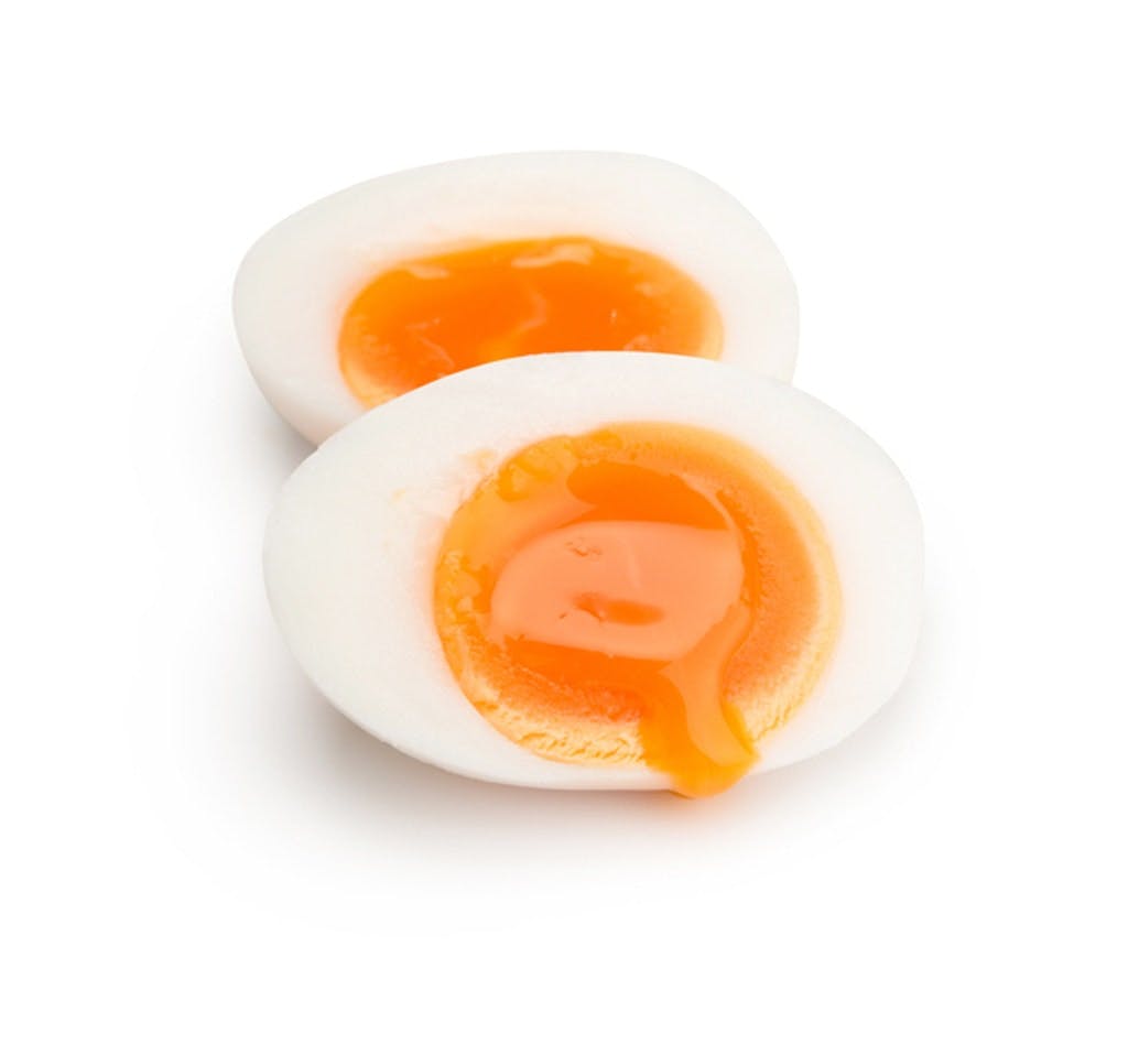 Boiled Egg Sliced Two Piece Isolated On White Background