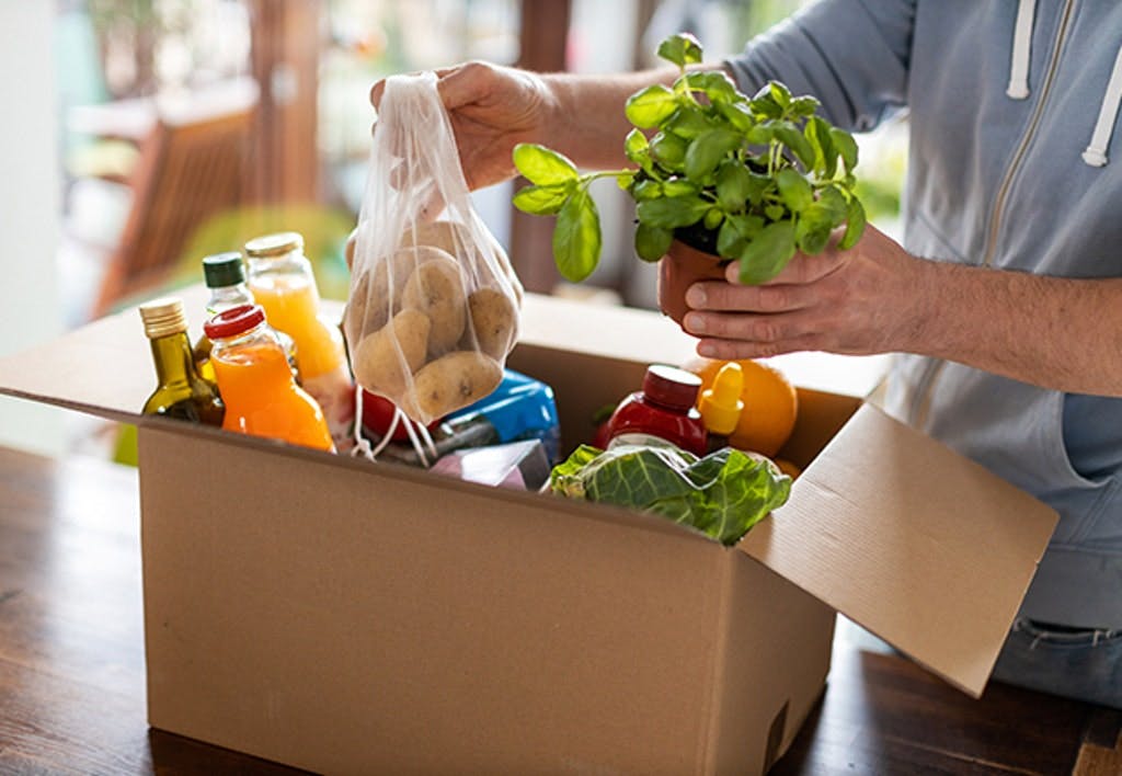 Man Checking His Fresh Food Delivery