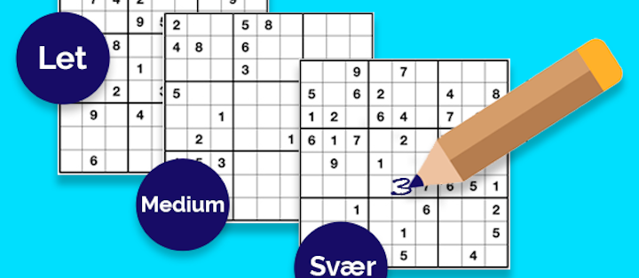 Spil sudoku online - let, middel og svært niveau
